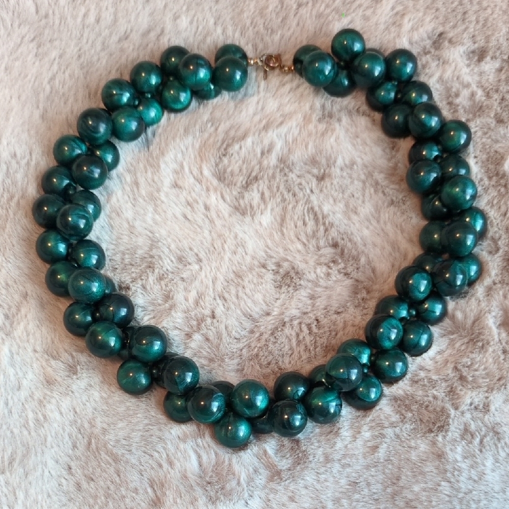 Elegant Teal Green Beaded Choker Necklace